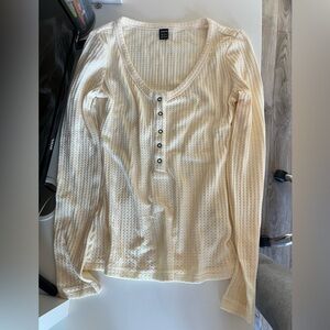 Women’s Cream Long Sleeve Button Top